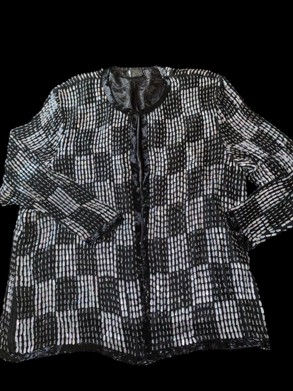 Vintage Pinky Creations Sequin / Beaded Silk Cardigan XXXL - Picture 10 of 17